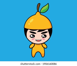 Boy with lemon fruit costume