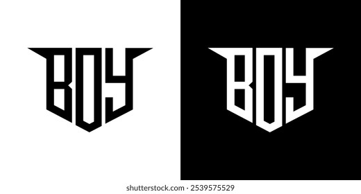 BOY letter logo design with white background in illustrator, vector logo modern alphabet font overlap style, calligraphy designs for logo, Poster, Invitation, etc.