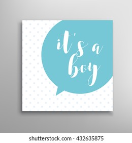 Its a boy lettering. Baby shower vector invitation