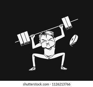 Boy lifting a heavy weight. Business concept. vector illustration.