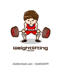The boy are lifting Weight exercising. Vector illustration.