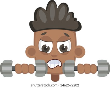 Pesos de elevación de niños, ilustración, vector sobre fondo blanco.