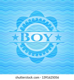 Boy light blue water emblem background. Vector Illustration. Detailed.