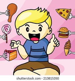 The boy like fast food