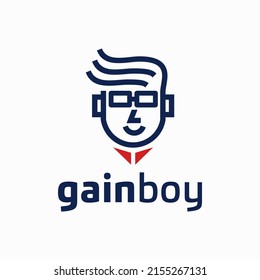 boy line art vector logo template illustration.This logo suitable for business