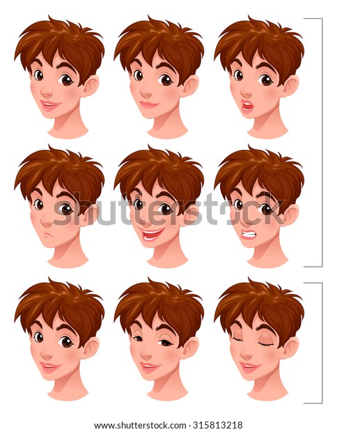 Boy Lip Sync Blinking Eyes Isolated Stock Vector (Royalty Free) 315813218