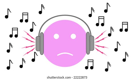 Boy listening to loud music with headphones