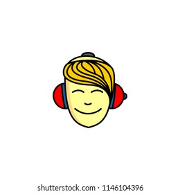 boy listening music vector illustration.