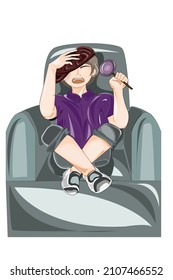 Boy with lollipop character design illustration