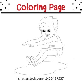  página de libro para colorear de salto largo para niños.