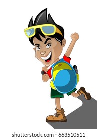 The Boy looking for adventure cartoons Vector