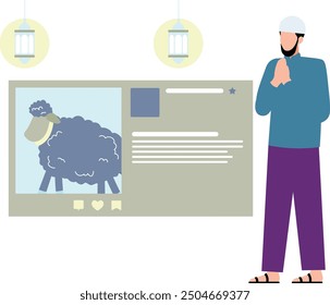 Boy looking at social media post.