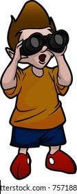 boy looking through binoculars