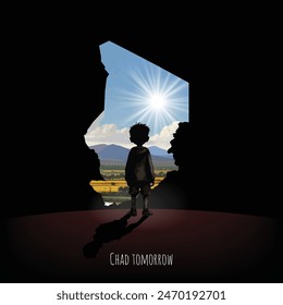The boy looks to the bright future of Chad. vector eps file
