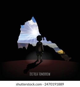 The boy looks to the bright future of Eritrea. vector eps file