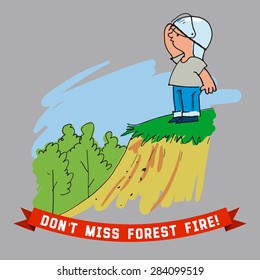 Boy looks out for forest fire