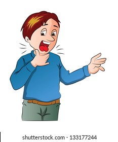 Boy Lost His Voice, vector illustration