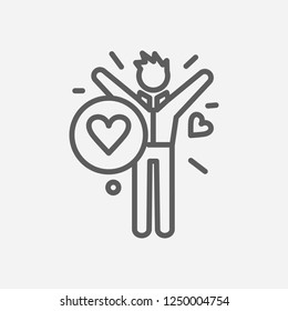 Boy in love icon line symbol. Isolated vector illustration of  icon sign concept for your web site mobile app logo UI design.