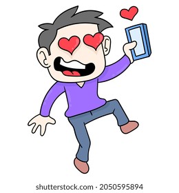 boy está enamorado de recibir una charla de su compañero, ilustración vectorial art. doodle icono imagen kawaii.