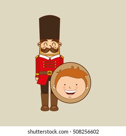 boy lovely smiling wooden soldier graphic vector illustration eps 10