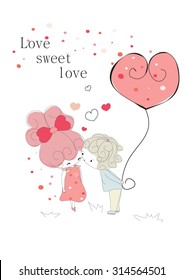 boy loves the girl,vector illustration