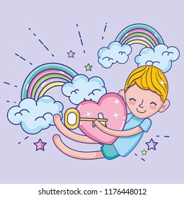 Boy loving and dreaming