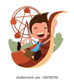 Boy at the luna park vector illustration cartoon character