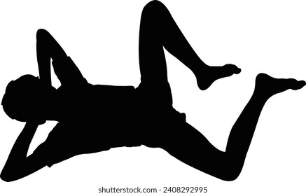 a boy lying down body silhouette vector