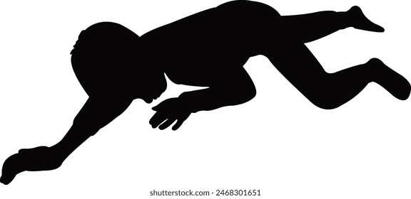 a boy lying down, body silhouette vector