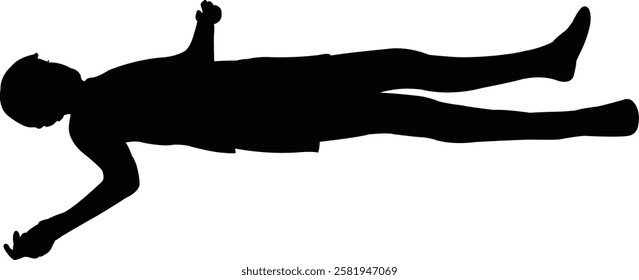 a boy lying down, body silhouette vector
