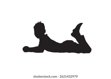 um menino deitado corpo silhueta vetor 