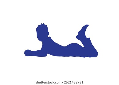 um menino deitado corpo silhueta vetor 