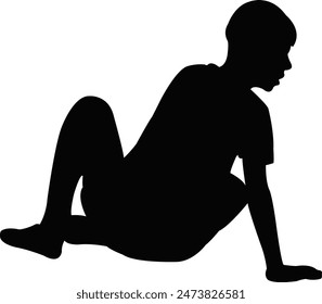 a boy lying down, silhouette vector