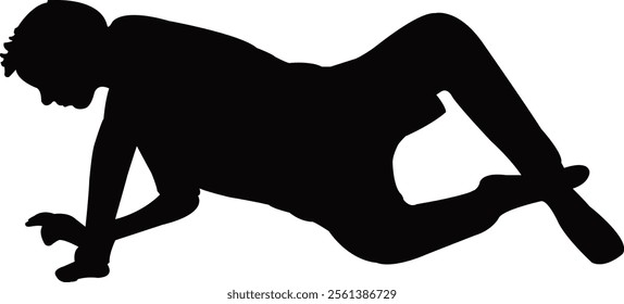 a boy lying down, silhouette vector