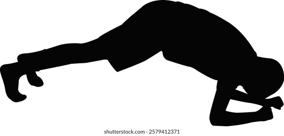 a boy lying down, silhouette vector