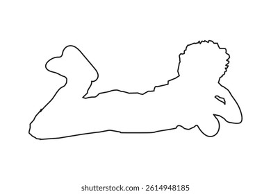 a boy lying down, silhouette vector