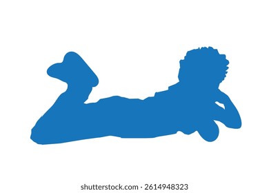 a boy lying down, silhouette vector