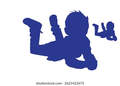 a boy lying down, silhouette vector	