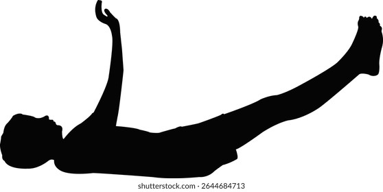 a boy lying down, silhouette vector
