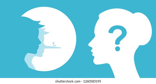 A boy is lying to his mother or teacher. Vector illustration: an adult asks a question, and the child answers lies. The concept of education, deception, mistrust.