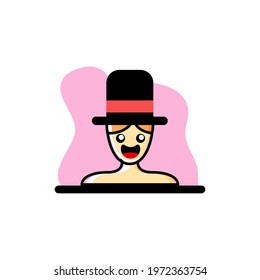 Boy with Magician Hat Conceptual Vector Illustration Design Icon eps10