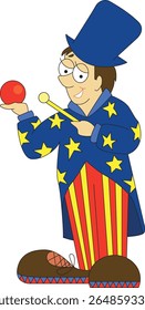 boy magician, illusionist, circus performer, cartoon style