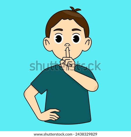 The boy makes a quiet gesture, demanding silence. Do not share this information with anyone. Secret