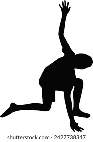 a boy making exercise, silhouette vector