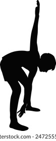a boy making exercise, silhouette vector