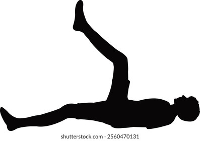 a boy making exercise, silhouette vector