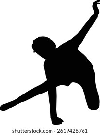 a boy making exercise, silhouette vector