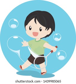 The Boy making a Giant Soap Bubble