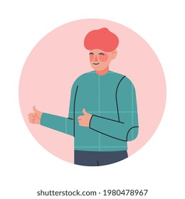 Boy Making Thumbs Up Gesture, Teenager Expressing Emotions, Nonverbal Communication Concept Cartoon Vector Illustration