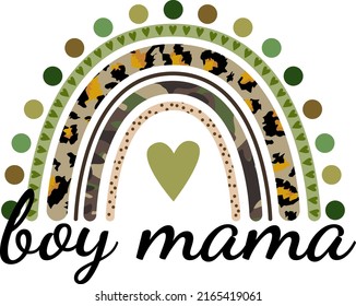 Boy Mama Rainbow illustration, Cheetah Leopard vector, Camouflage Pattern, Camo Sticker Sublimation